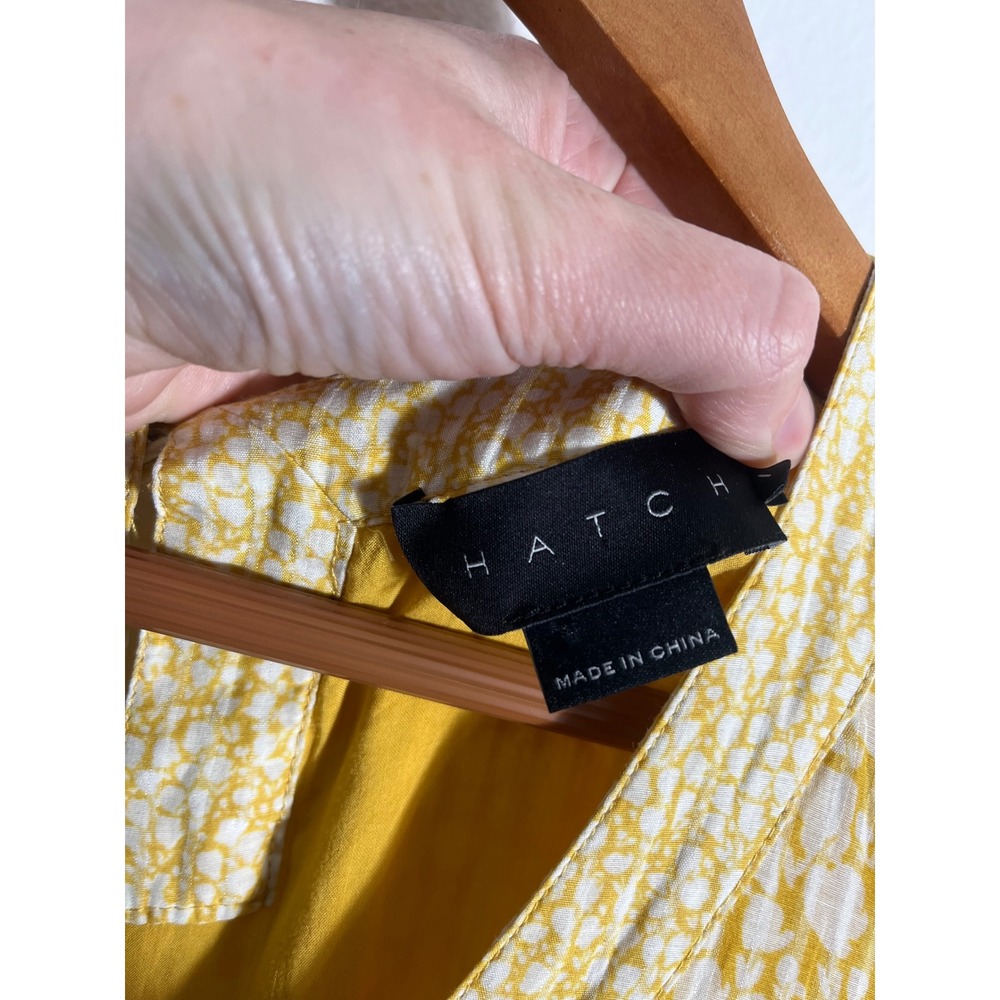 HATCH Kenzie Maternity Mini Dress in Yellow Floral Crinkle with Pockets - Picture 12 of 15